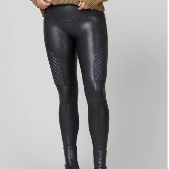 Spanx Faux Leather Moto Leggings - Picture 1 of 9